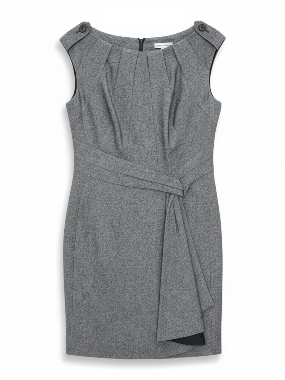 Karen Millen Boat Neck Sleeveless Mini Dress Pepper Grey Sz 12 EUC